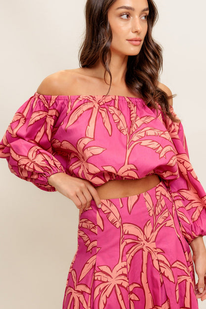 PARADISE MATCH WOVEN TOP AND SKIRT SET