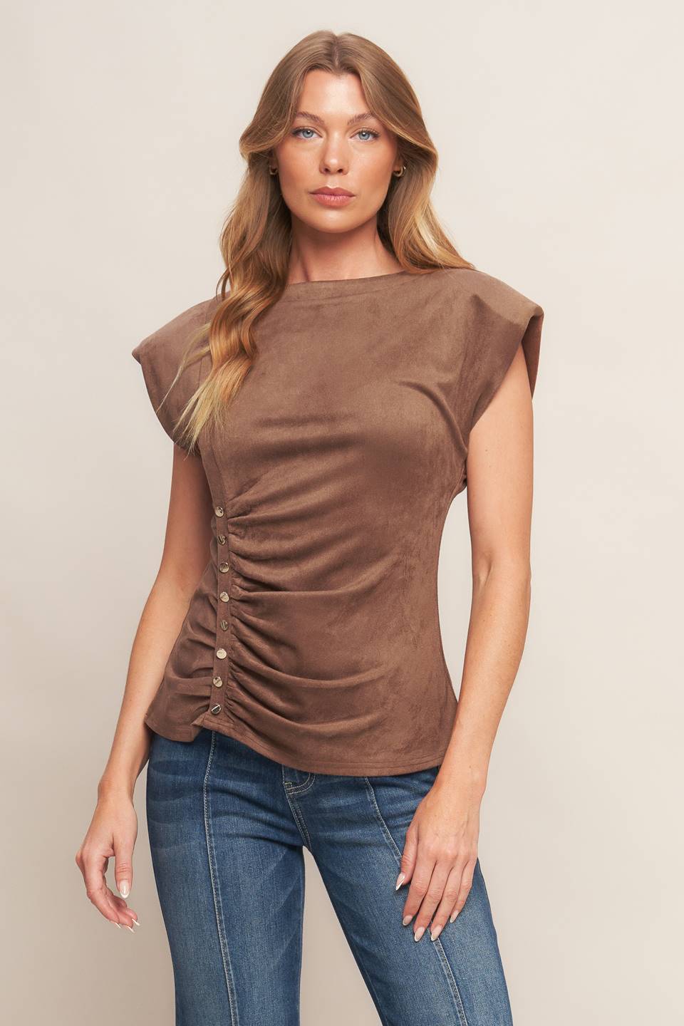 MY EVERYDAY BEST FAUX SUEDE TOP