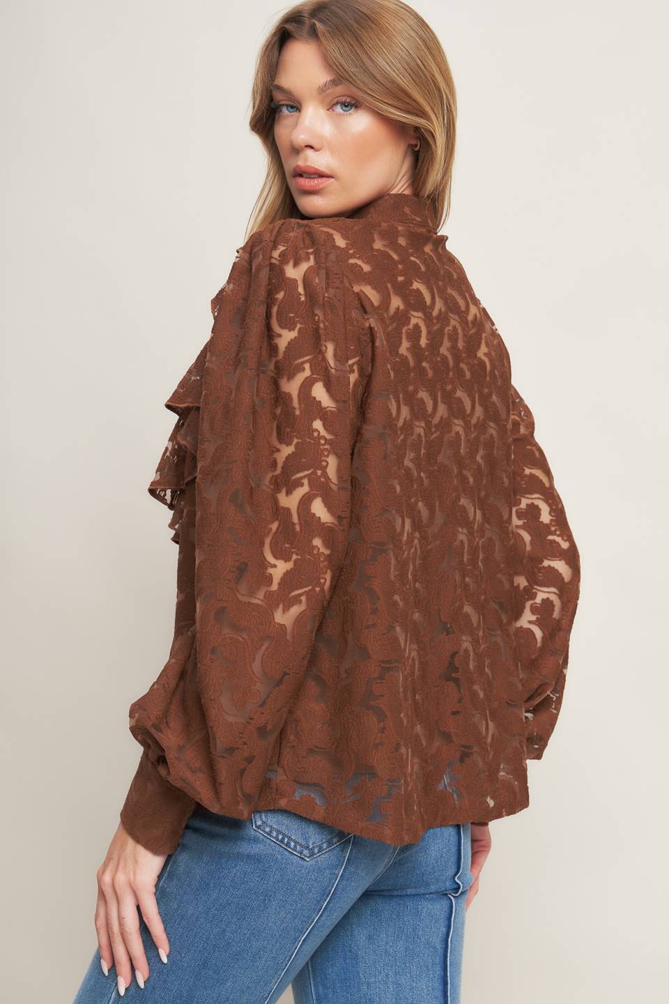 ROMANTIC SHADE WOVEN LACE TOP