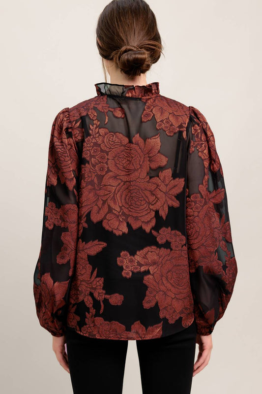 JUST DARK ENOUGH TO FEEL SPECIAL WOVEN TOP