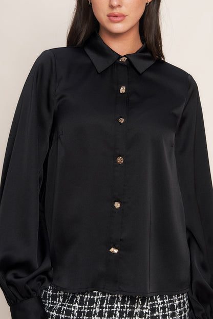 BLACK ORBIT WOVEN TOP