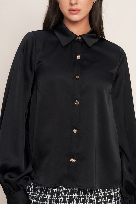 BLACK ORBIT WOVEN TOP