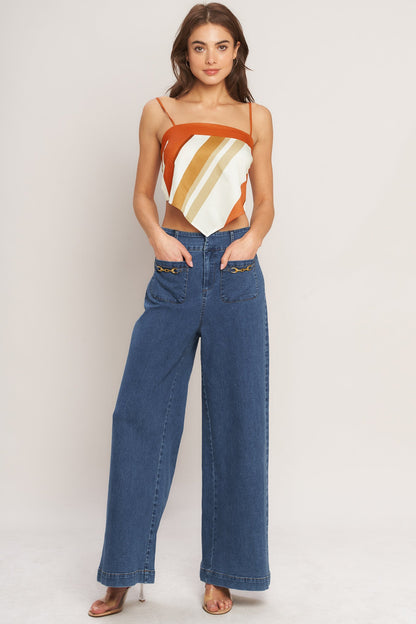 GOLDEN HORIZON WOVEN SCARF TOP
