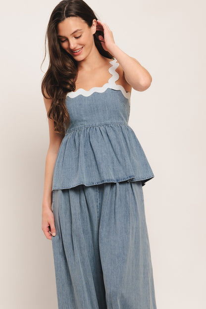 RELAXED DRAPE LIGHTWEIGHT DENIM TOP