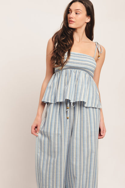 COASTAL DAY STRIP WOVEN TOP