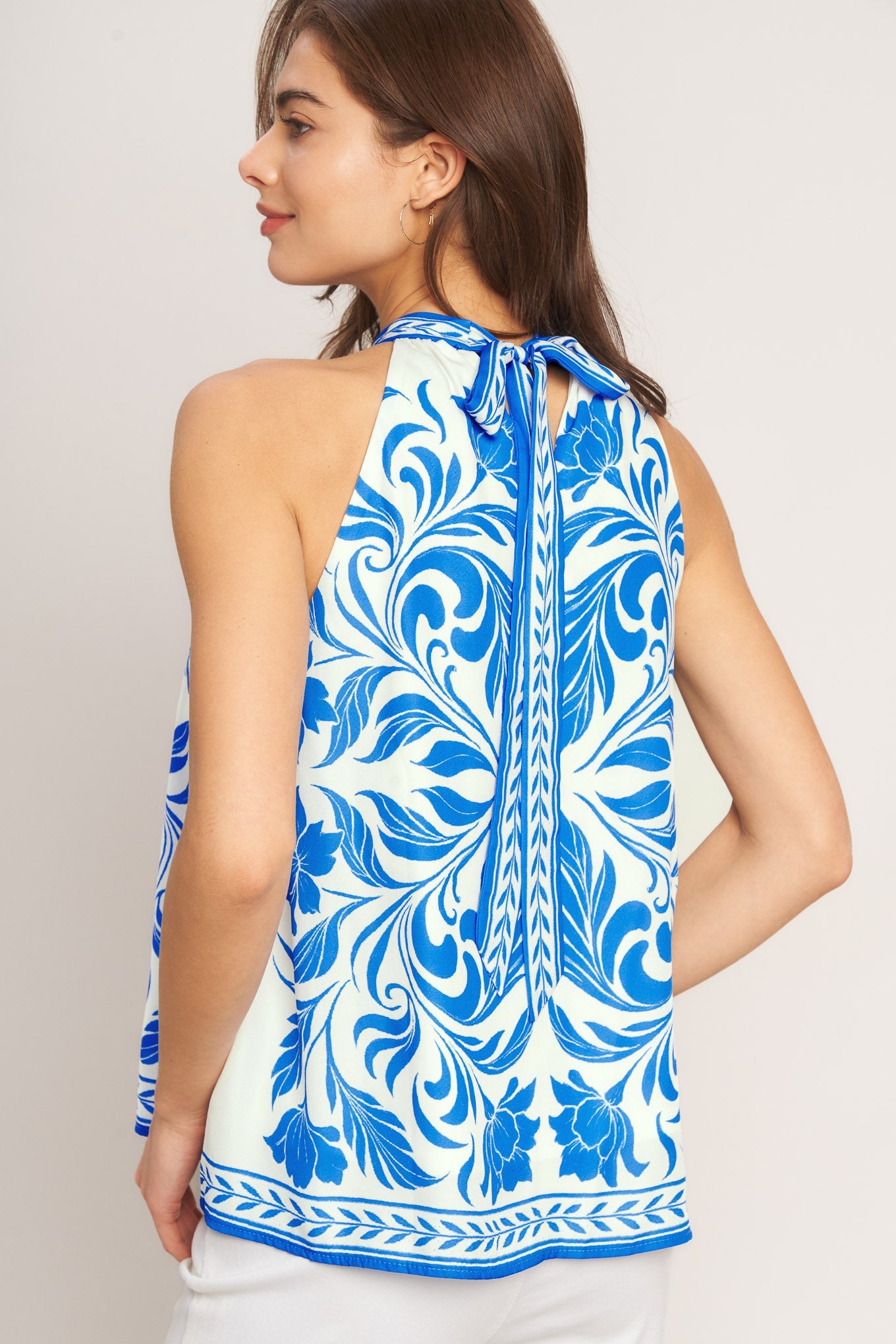 COASTAL CHARM HALTER WOVEN TOP