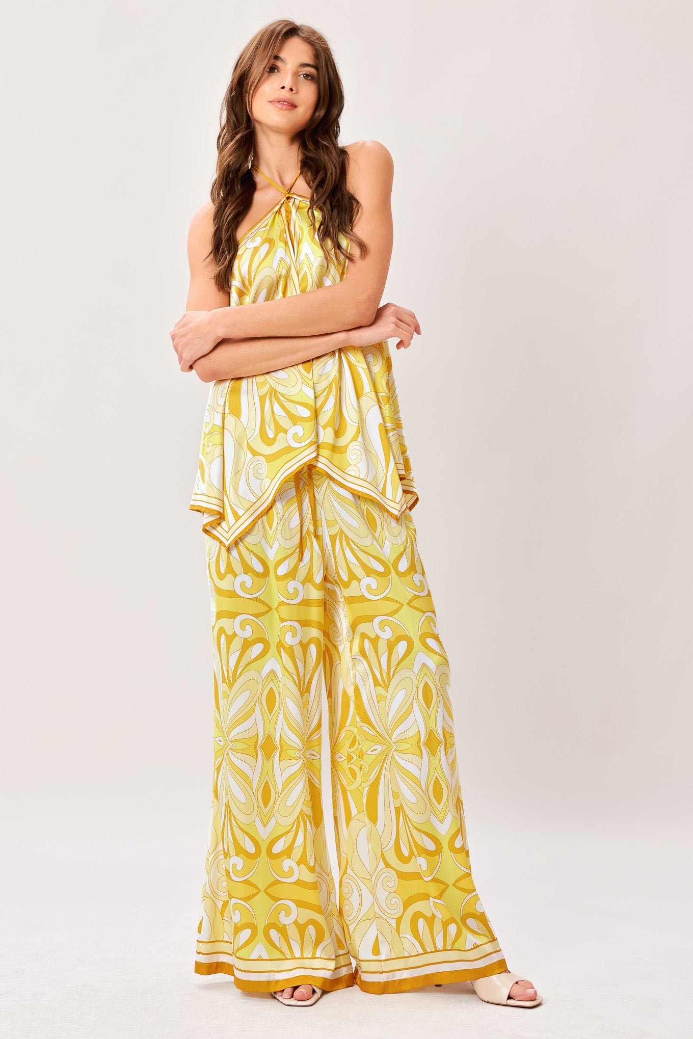 GOLDEN SWIRL WOVEN HANKY TOP