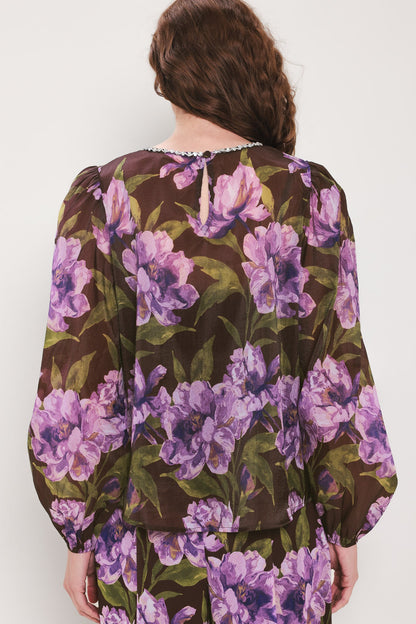VINTAGE MERLOT WINE/PURPLE PRINTED TOP