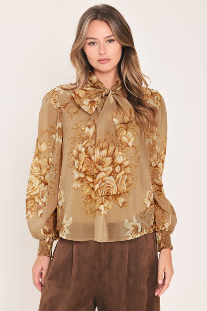 MOONLIT GARDEN BOW TIE BLOUSE