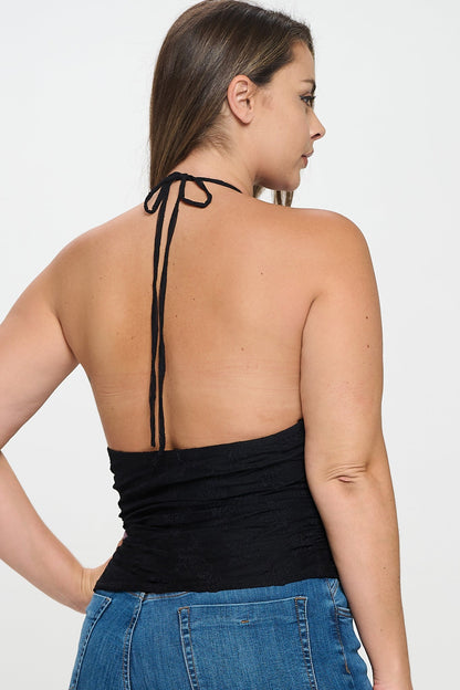 Halter Neck  Ruffle Top