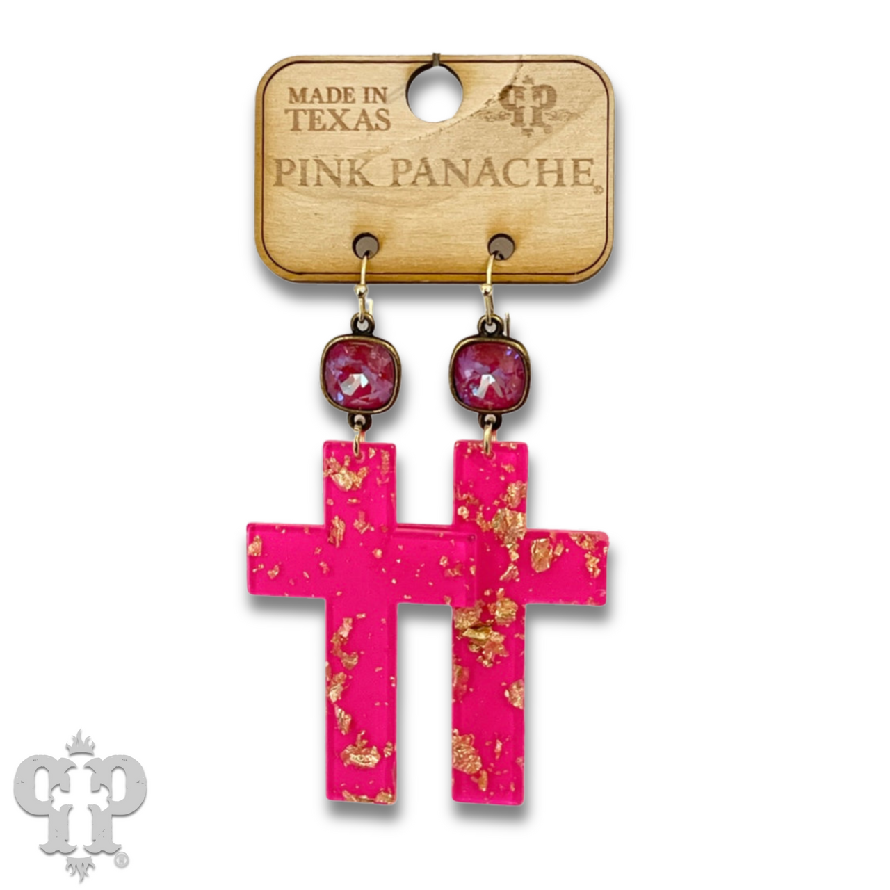 Acrylic neon cross earring with Austrian crystal - LC