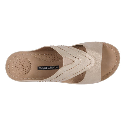 Women's Johanna Gold Embellished Wedge Sandals
