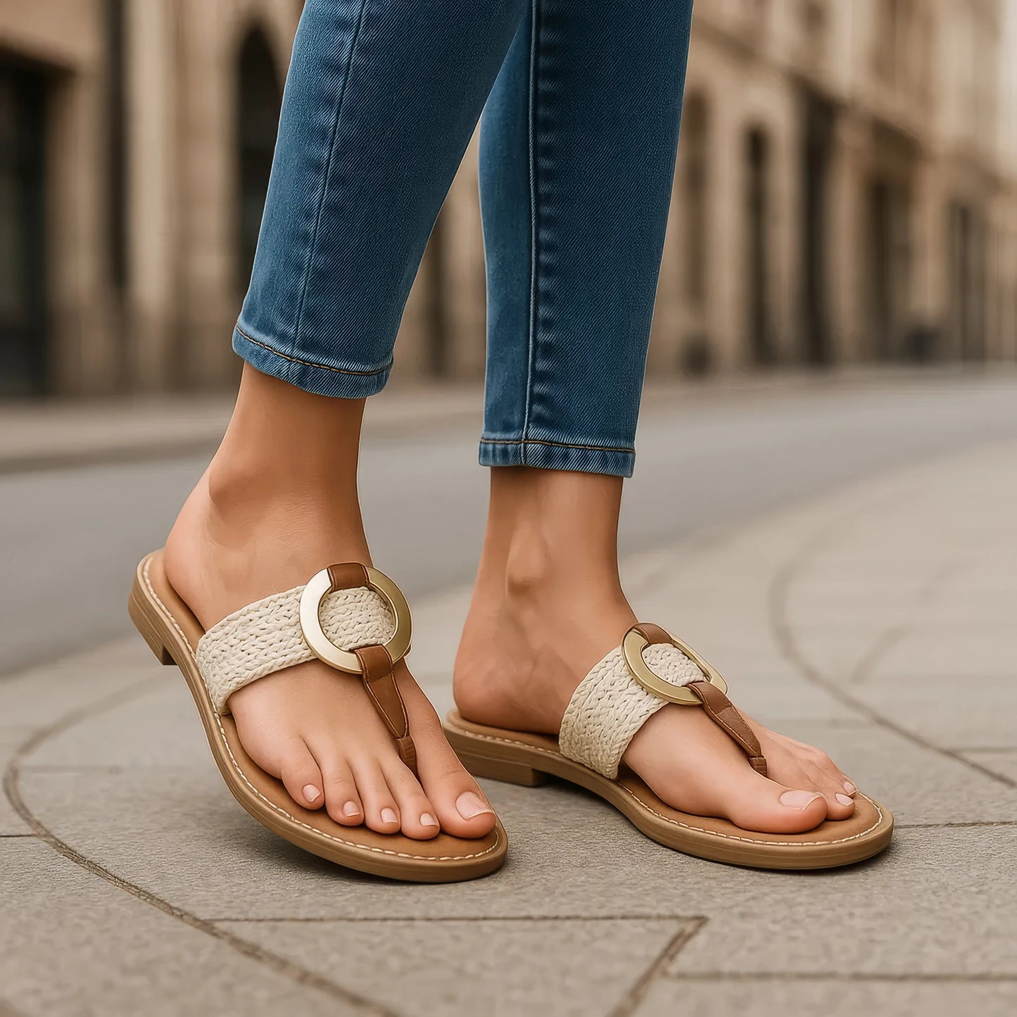 Women's Jovie Black Thong Flat Sandals