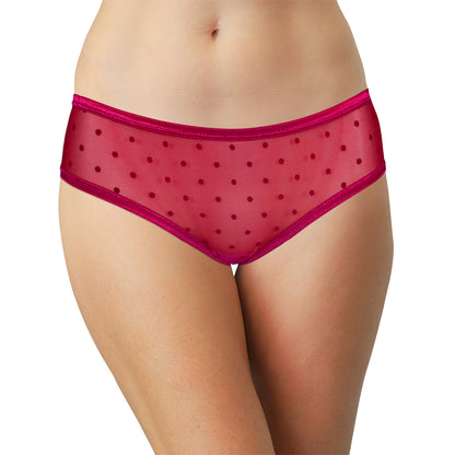Polka Dot Mesh Bikini with Satin Trim