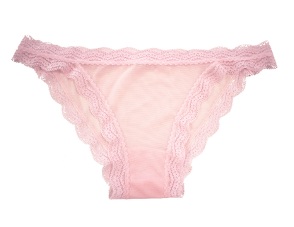 Mesh Bikini with Lace Trim at the Waist and Leg, XS-2X