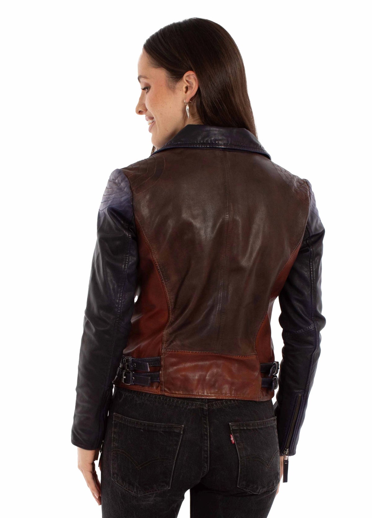 Scully Color Blocked - Women's Leather Moto Jacket