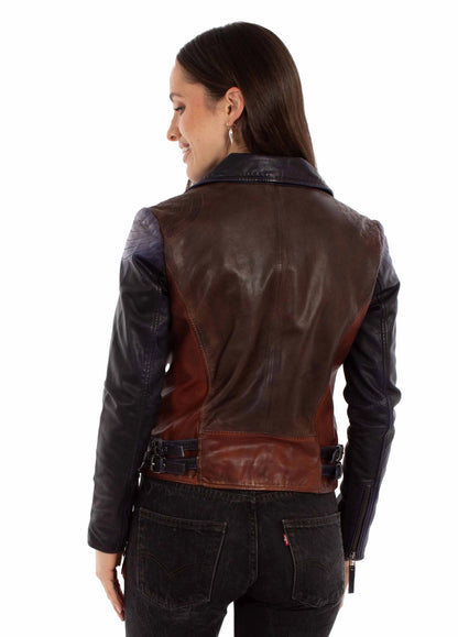 Scully Color Blocked - Women's Leather Moto Jacket