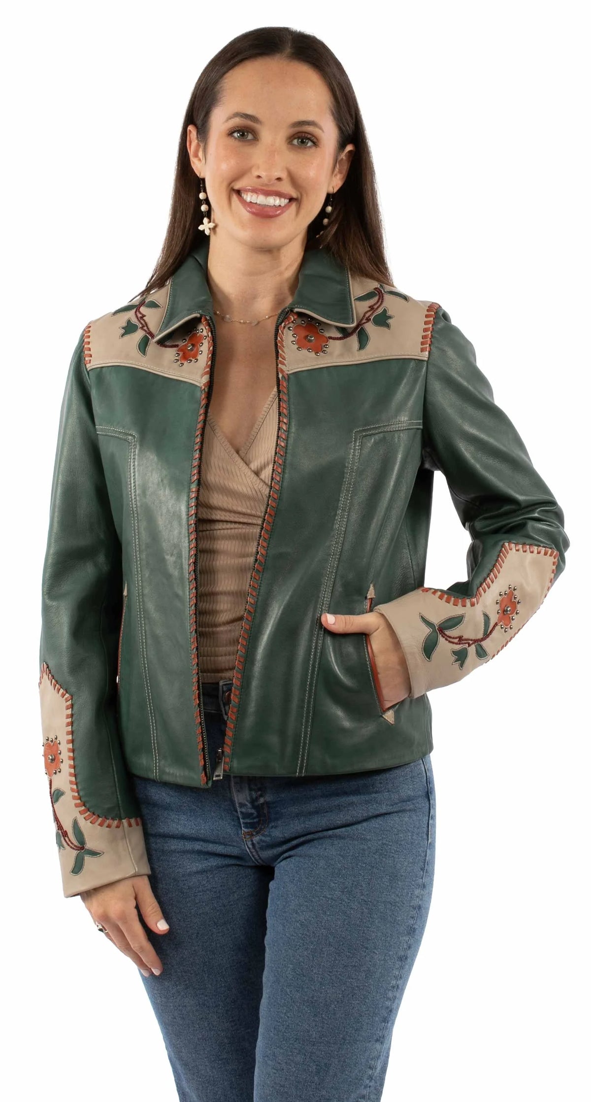 Scully Floral Yokes - Women's Leather Jacket