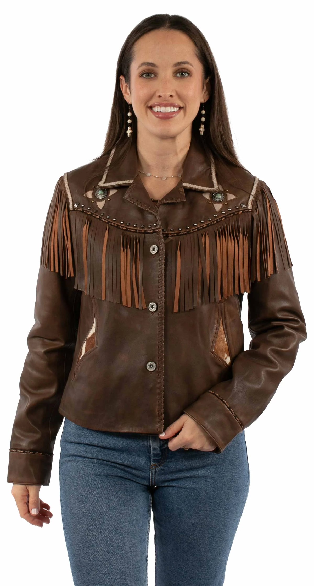 Scully Conchos and Fringes - Women's Leather Jacket