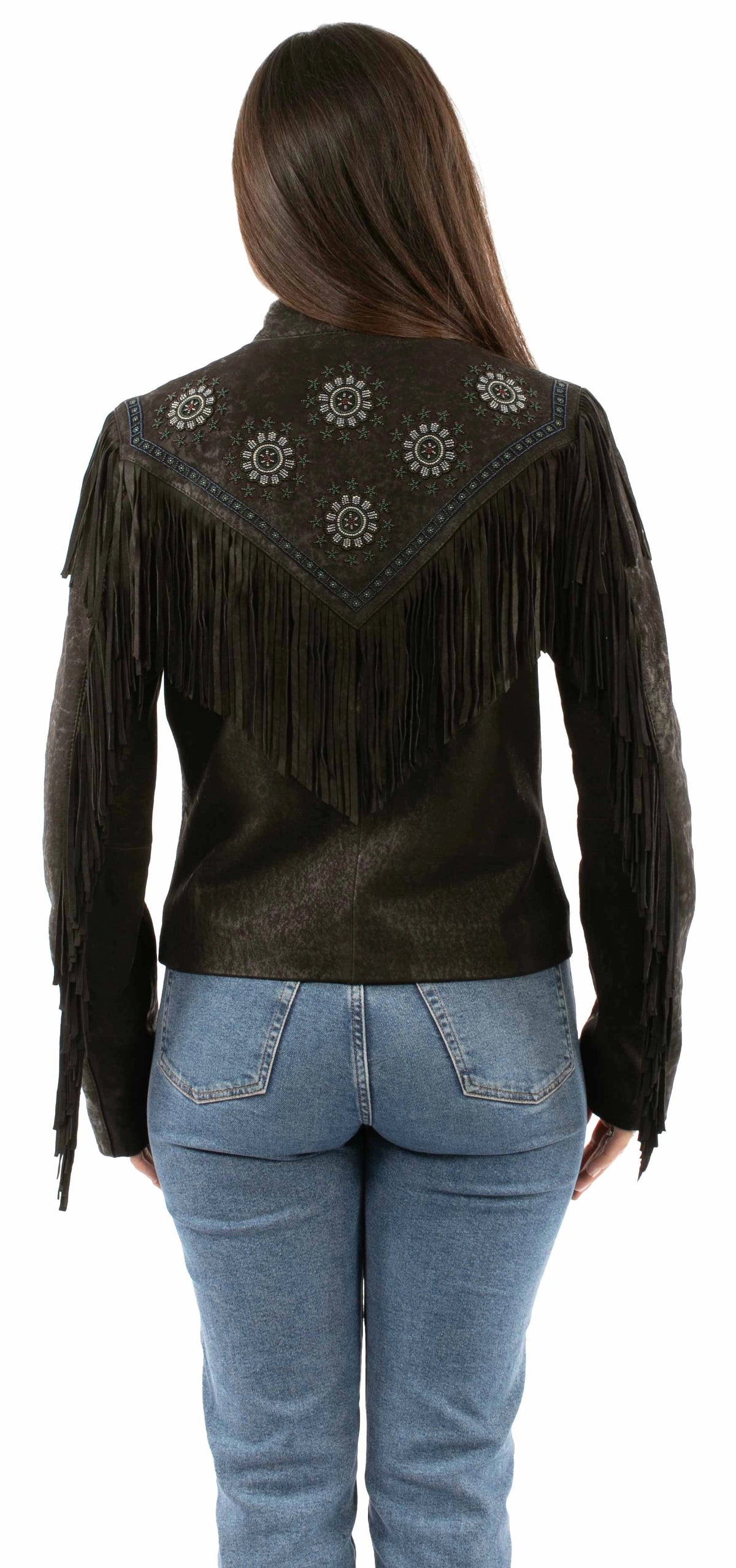 Scully Embroidered Fringe - Women's Leather Jacket
