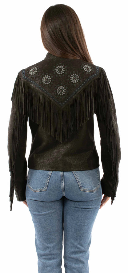 Scully Embroidered Fringe - Women's Leather Jacket
