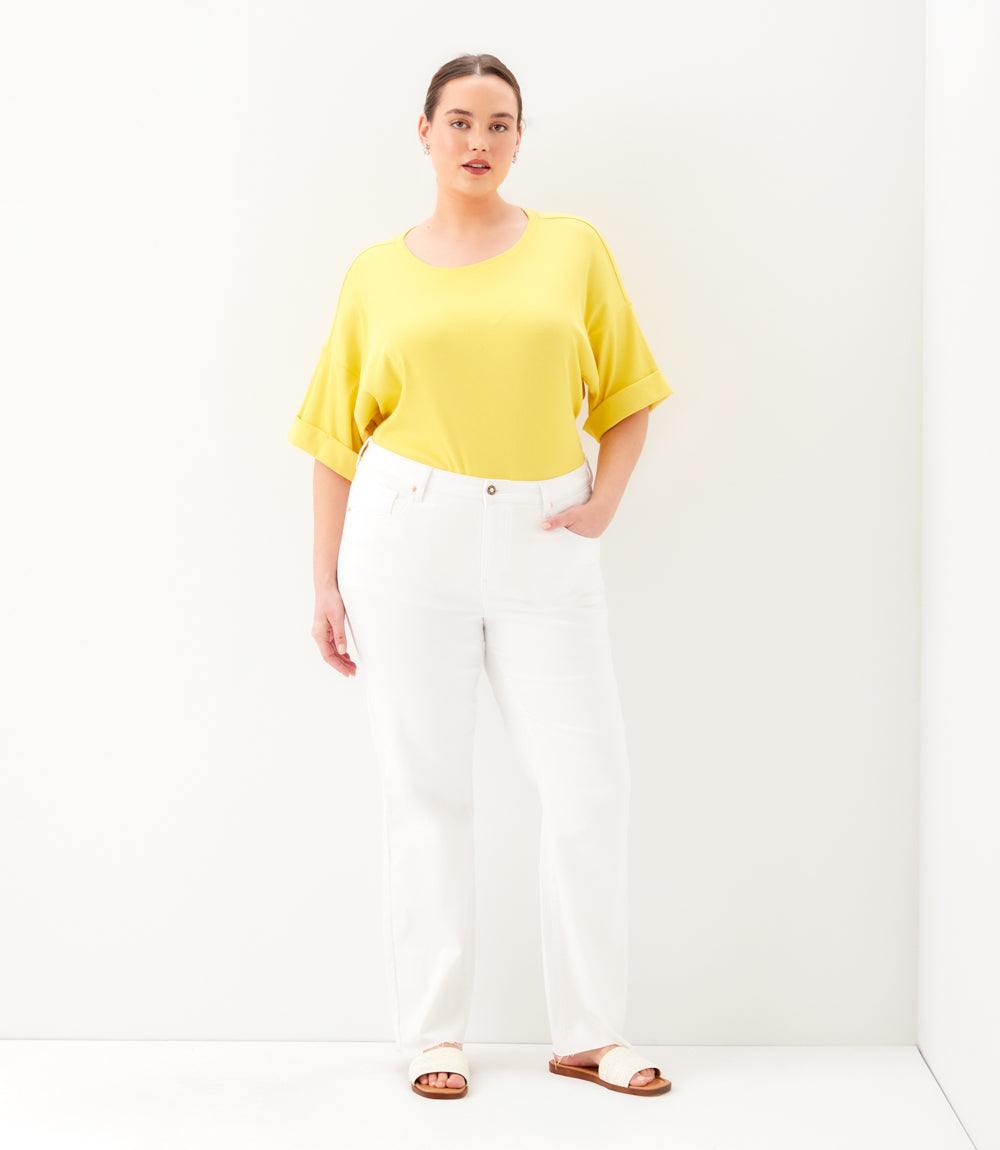 Plus Size Raw Hem Straight Jeans