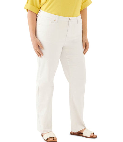 Plus Size Raw Hem Straight Jeans