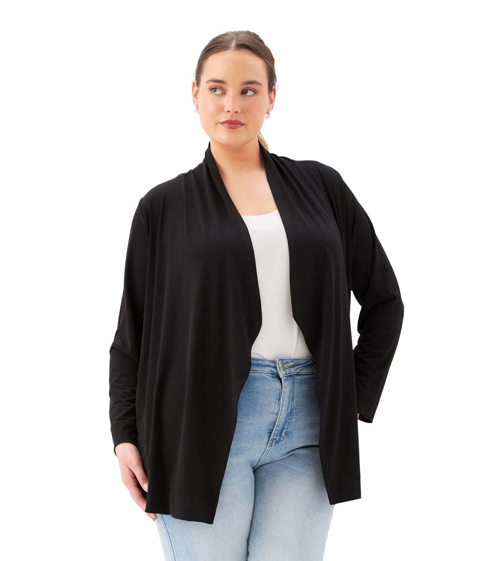 Plus Size Drape Travel Jersey Cardigan