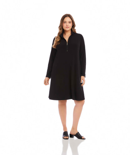 Plus Size Zip-Up Travel Jersey Dress
