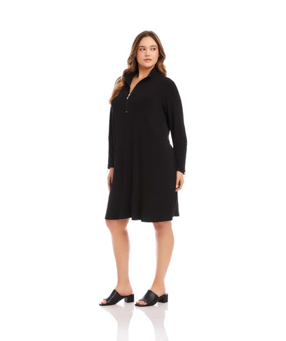 Plus Size Zip-Up Travel Jersey Dress