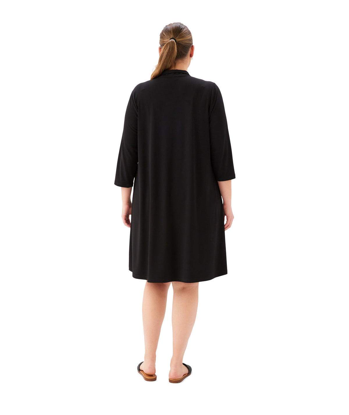 Plus Size 3/4 Sleeve Zip-Up Travel Jersey Dress