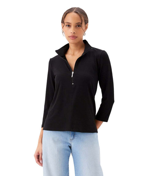 3/4 Sleeve Zip-Up Travel Jersey Top