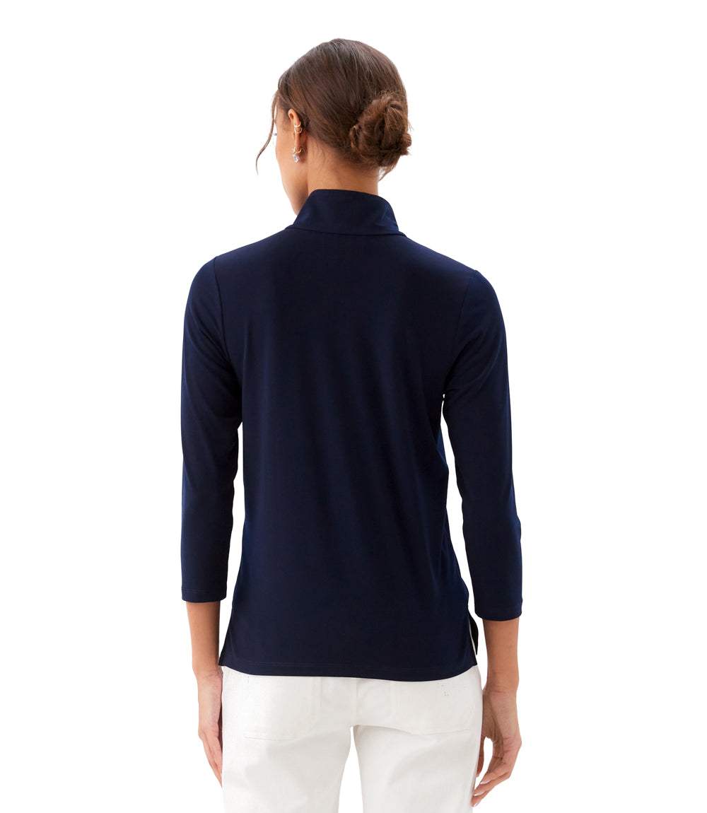 3/4 Sleeve Zip-Up Travel Jersey Top
