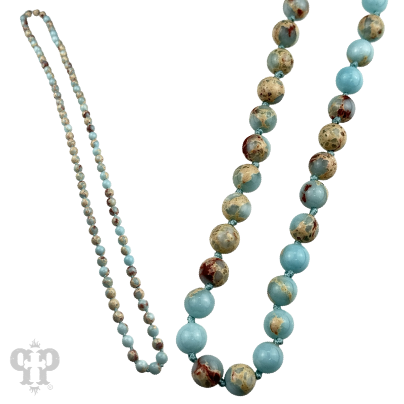 Blue mixed jasper knotted layering necklace, last call