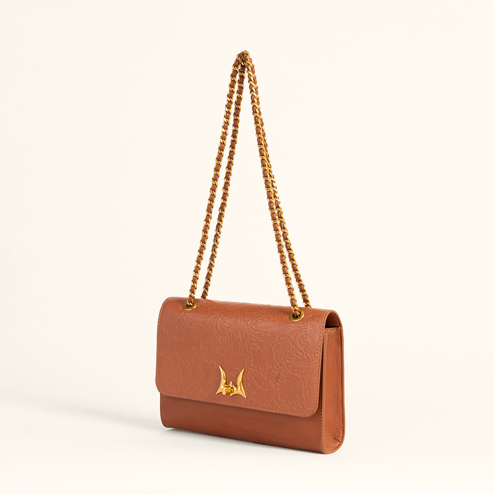 Loyal West Savi Small Embossed & Grained Leather Bag - Amber Glow