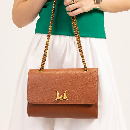 Loyal West Savi Small Embossed & Grained Leather Bag - Amber Glow