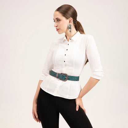 Loyal West Sophia Belt- Turquoise Floral Leather