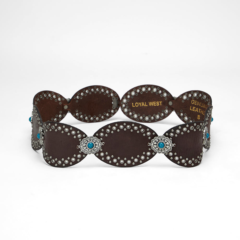 Loyal West Alta Buena Leather Belt In Calfskin-DARK BROWN