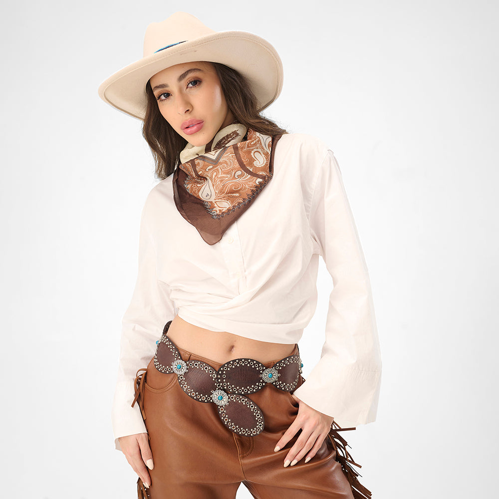 Loyal West Alta Buena Leather Belt In Calfskin-DARK BROWN