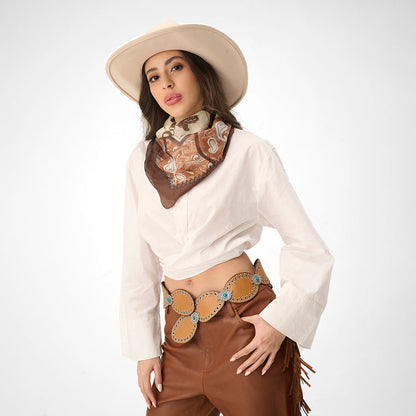 Loyal West Alta Buena Leather Belt In Calfskin-BROWN