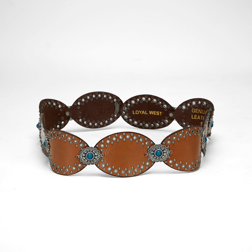 Loyal West Alta Buena Leather Belt In Calfskin-BROWN