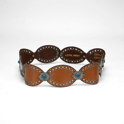 Loyal West Alta Buena Leather Belt In Calfskin-BROWN