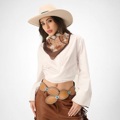 Loyal West Alta Buena Leather Belt In Calfskin-BROWN
