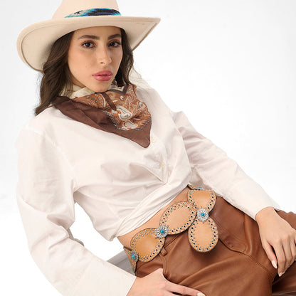 Loyal West Alta Buena Leather Belt In Calfskin-BROWN