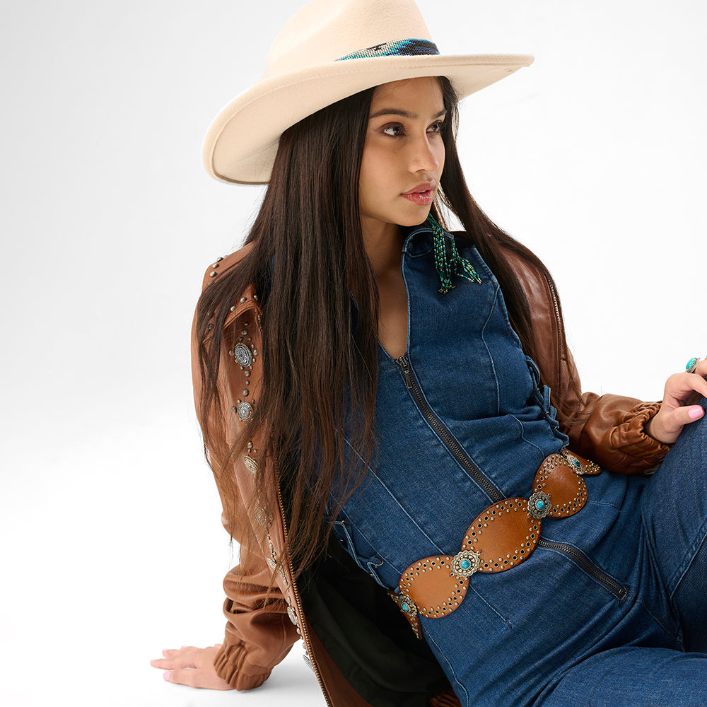 Loyal West Alta Buena Leather Belt In Calfskin-BROWN