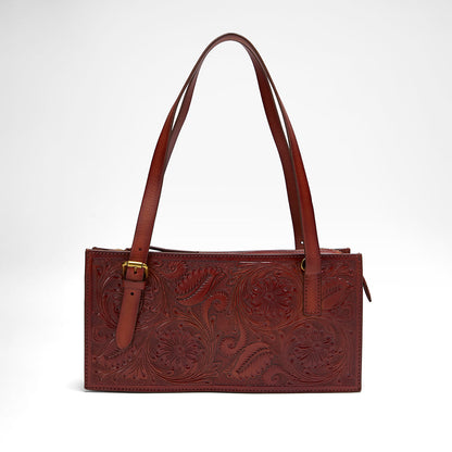 Loyal West MIVVA HANDTOOLED MINI BAG - SOFT WALNUT LEATHER