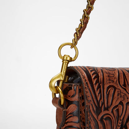Loyal West SAVI MINI BAG IN  HAND FINISHED EMBOSSED LEATHER - BROWN