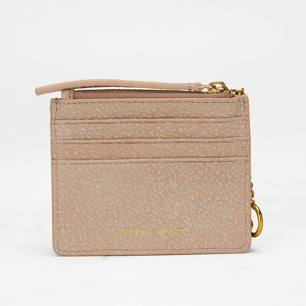Loyal West SOPHIA CREDIT CARD HOLDER IN HAND FINISHED EMBOSSED LEATHER -  WHITE
