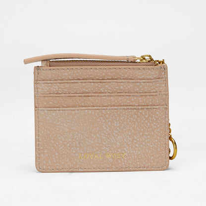 Loyal West SOPHIA CREDIT CARD HOLDER IN HAND FINISHED EMBOSSED LEATHER -  WHITE