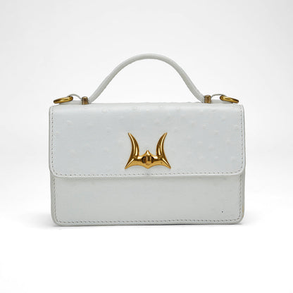 Loyal West VALENCIA OSTRICH LEATHER BAG - WHITE